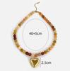 Bohemia Multicolor Stone Handmade Beaded Chain Gold Plated Heart Pendant Necklace for Women