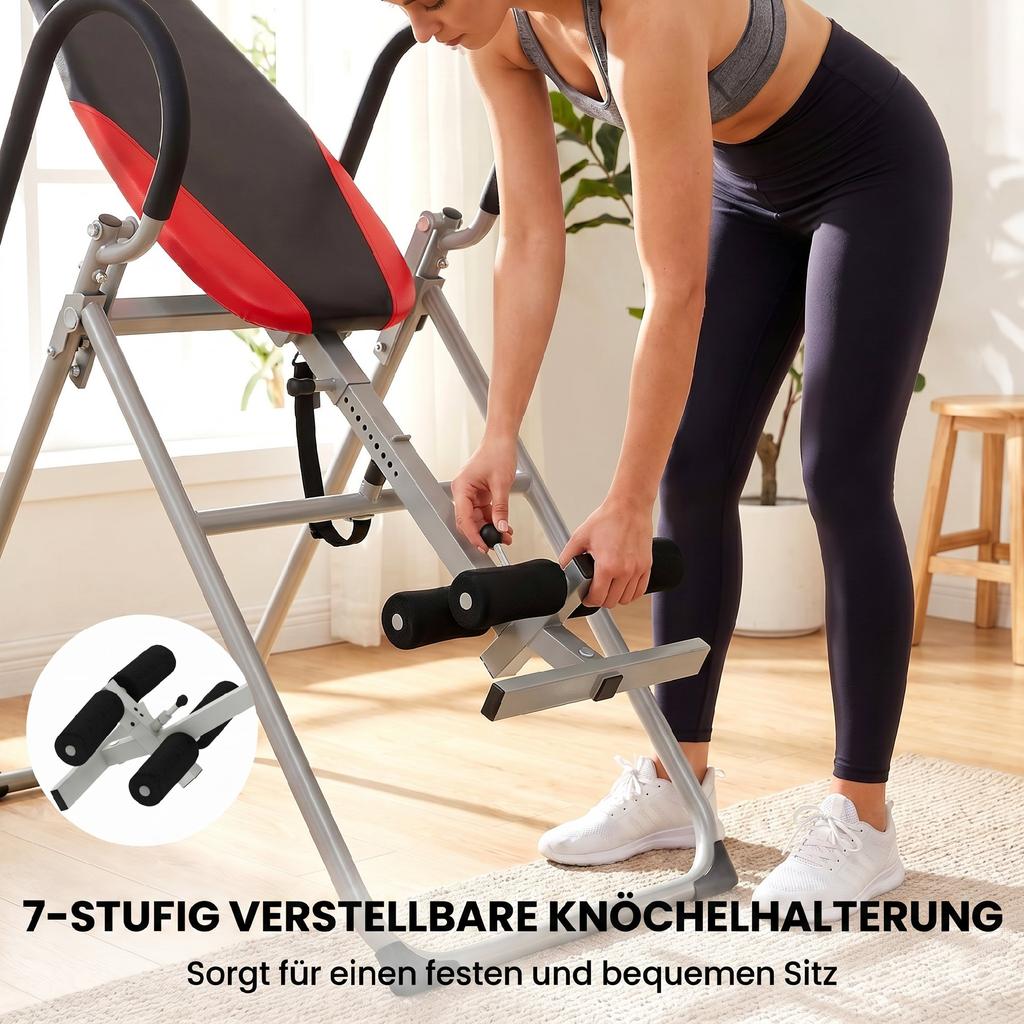 Inversion Bench, Foldable Inversion Table with Adjustable Ankle Lock, Safety Belt, Non-Slip