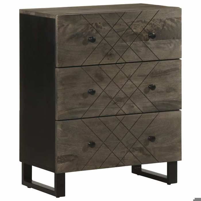 VidaXL Buffets 3 pcs noir 60x33x75 cm bois massif de manguier, meuble de rangement, meuble de rangement de cuisine, meuble 3309999