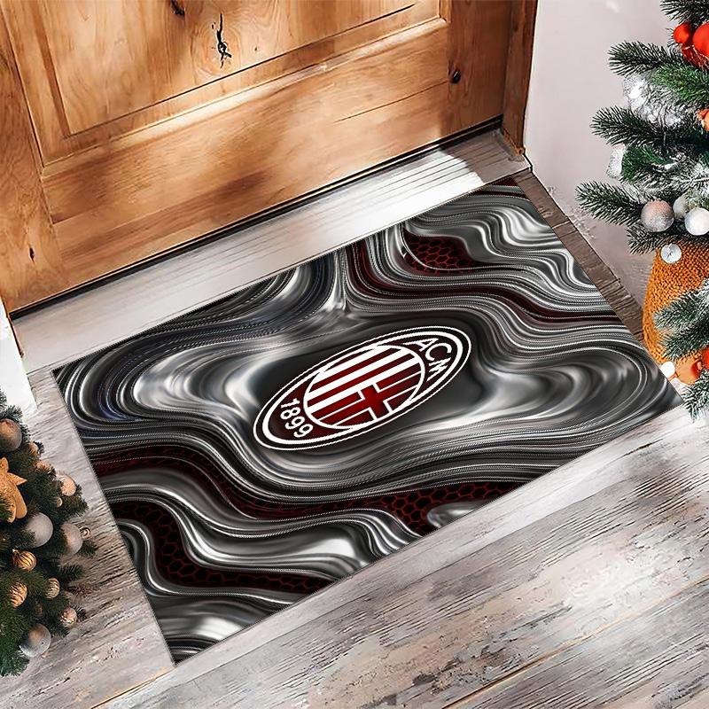 Tappeto in Flanella Stampato AC Milan Antiscivolo Morbido Poliestere Tappeto per Pavimento Tappetino Decorativo da Interno per Camera da Letto Soggiorno Divano Sala Giochi Decorazione Casa
