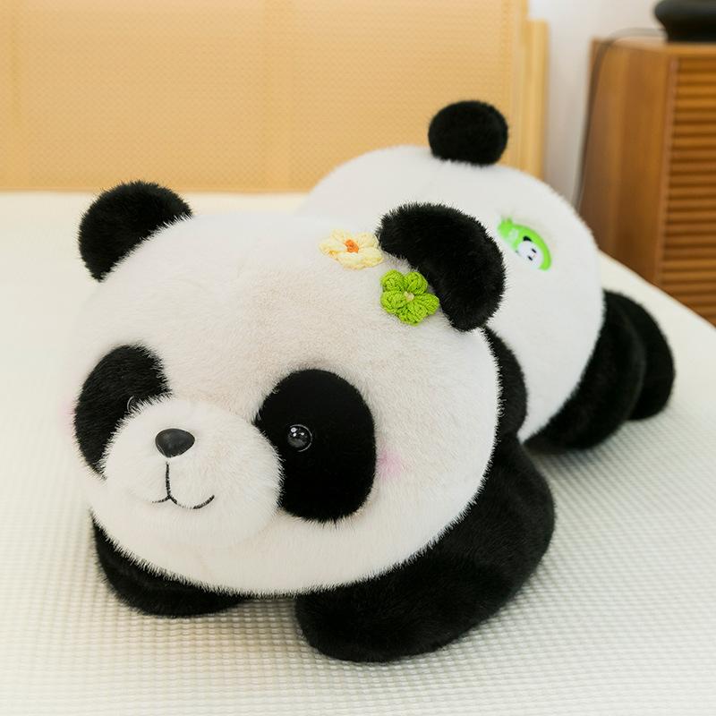 

Cute party panda plush doll giant panda flower toy doll sleeping pillow rag doll commemorative gift 40 cm 0.41kg