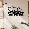 Bedroom Wall Hanging Art Metal Black Cat Art, Cartoon Kitten Silhouette Decoration, Decorative Iron Sign Sculpture for Lovers, Minimalist Room Living