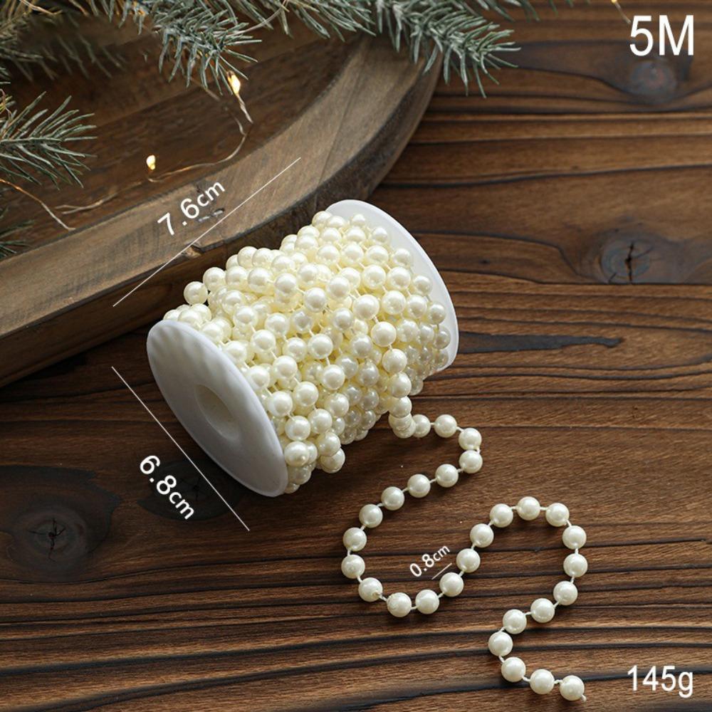 5/10M Christmas Pearl Bead Chain Xmas Tree Ornaments DIY Christmas Decor Hanging Pendant Christmas Scene Decor Props