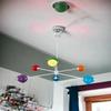Lustre de 6 braços com globos coloridos, Lâmpada pendente moderna de meados do século para quarto, Todos os espaços para luminária de teto de sala de jantar