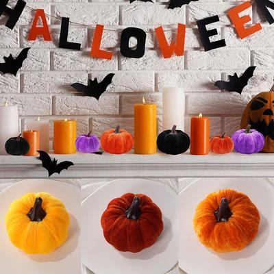 1PC Simulation Flannel Pumpkin Colorful Cloth Pumpkin Decoration Happy Helloween Party