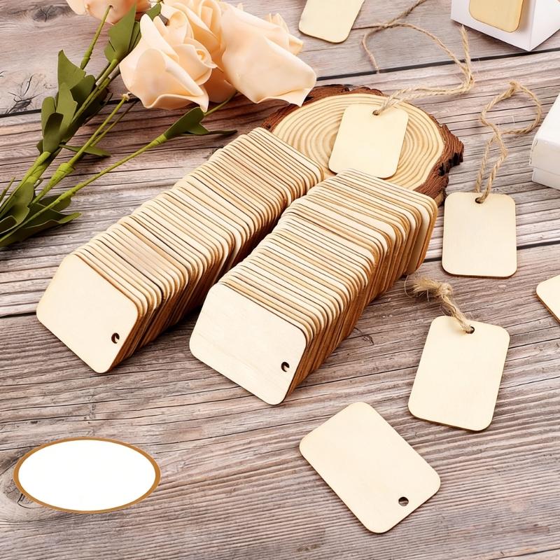 Pack Of 150 Wooden Labels With Rope For Crafting And Creative Painting For Home Decoration And Gift Labels