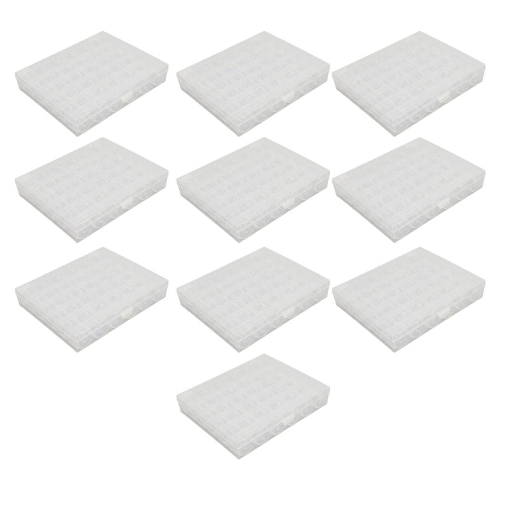 10 Sets Bobbins 36 Compartments Light Weight Clear Transparent Plastic Bobbins with Case for Sewing Machine