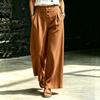 Women’s High Waist Loose Fit Pleated Wide Leg Casual Pants with Button Detail and Side Pockets for Everyday Wear