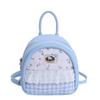 Lace Blue Plaid Floral Cute Backpack Female Versatile Simple Class Commuter Small Backpack