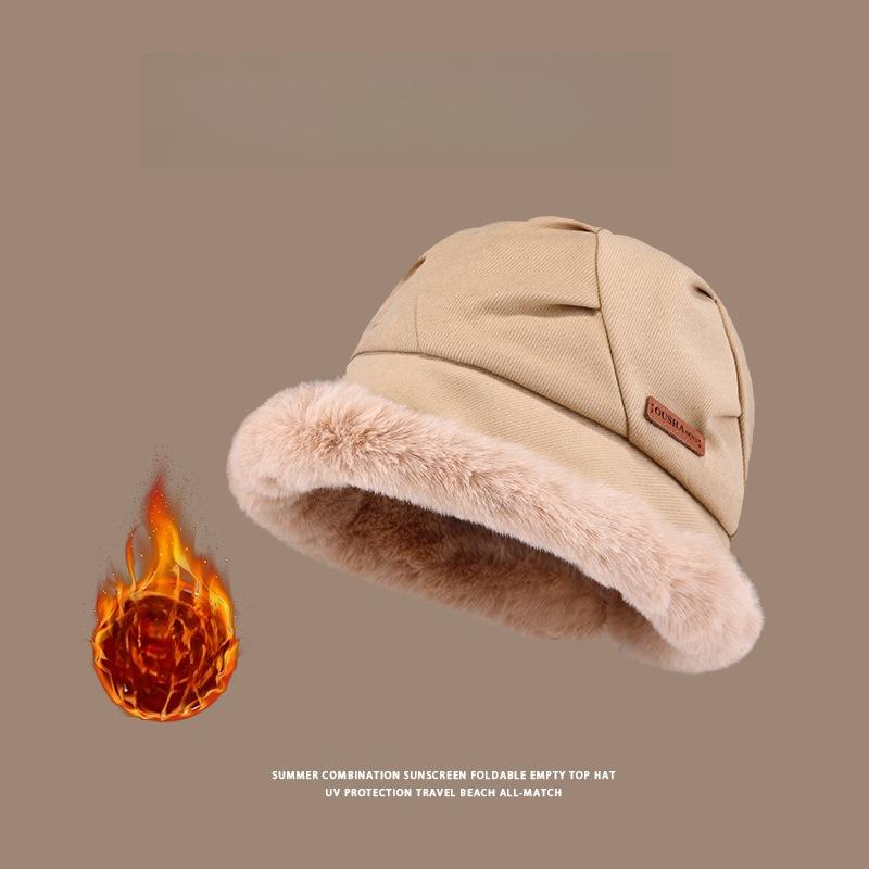 

1pc Women Wanter Warm Fleece Bucket Hat with Ear Protector,Winter Windproof Fishing Cap,Thick Solid Color Casual Warm Head Hat One Size хаки