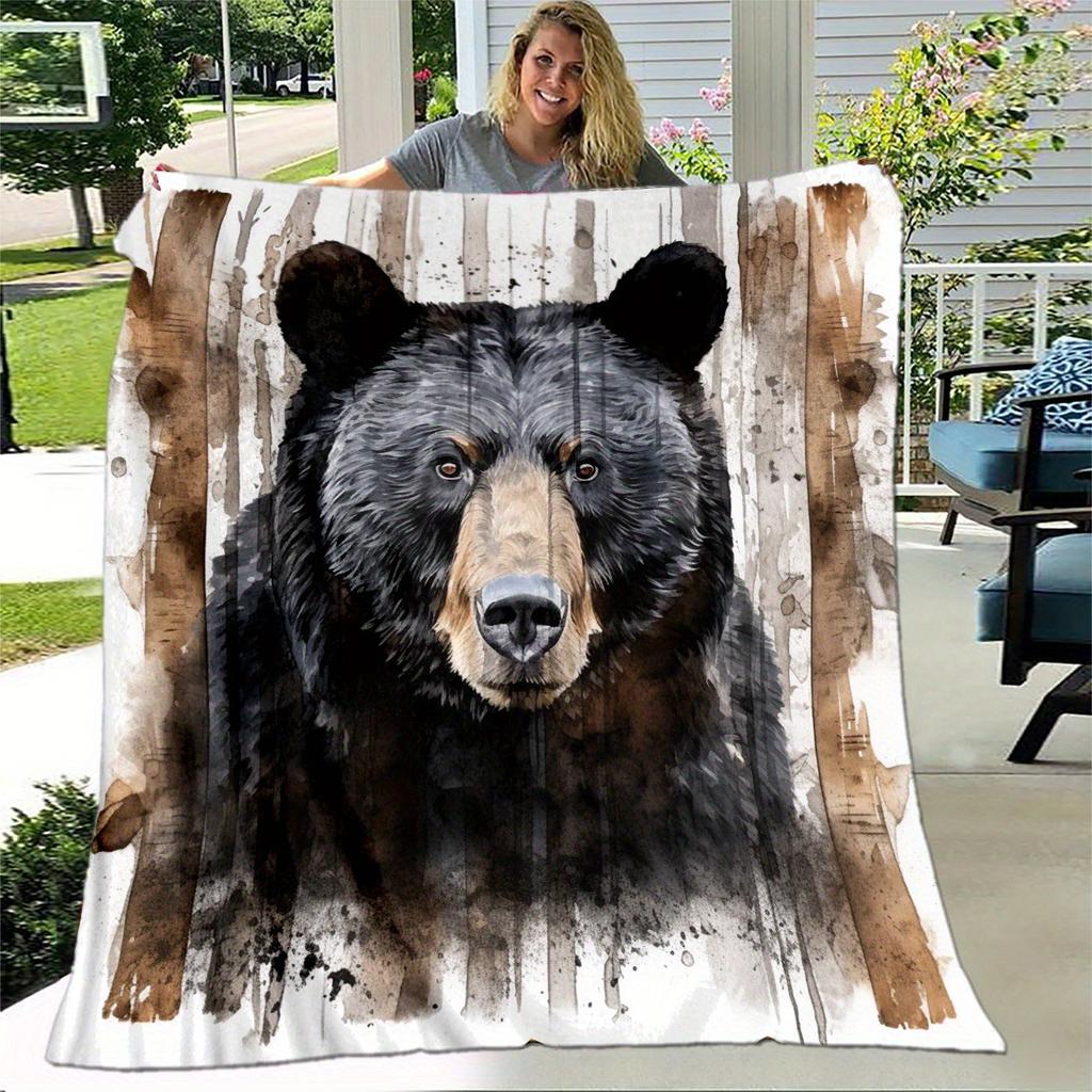 Painted Forest Bear digital-printed polyester Bedroom velvet flannel cover blanket Fleece soft sofa cover blankets for beds