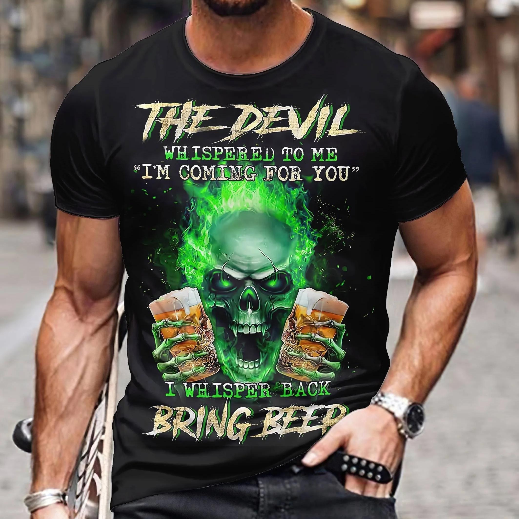 

Винтажная футболка с 3D-принтом черепа в стиле хоррор для мужчин, летняя классическая повседневная футболка с круглым вырезом, коротким рукавом, модная, свободная, оверсайз XS