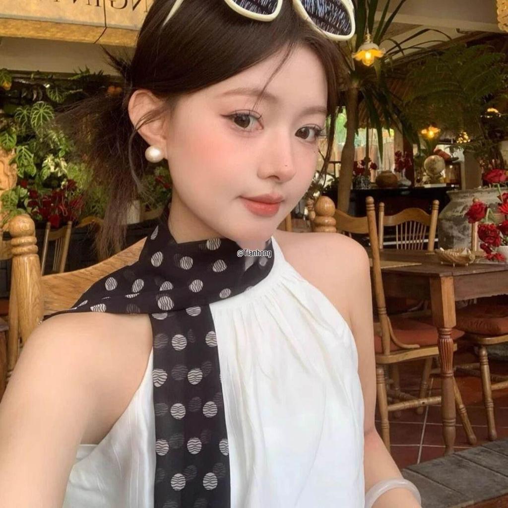 Korean Polka Dot Multifunctional Scarf Tie Hairband Accessory
