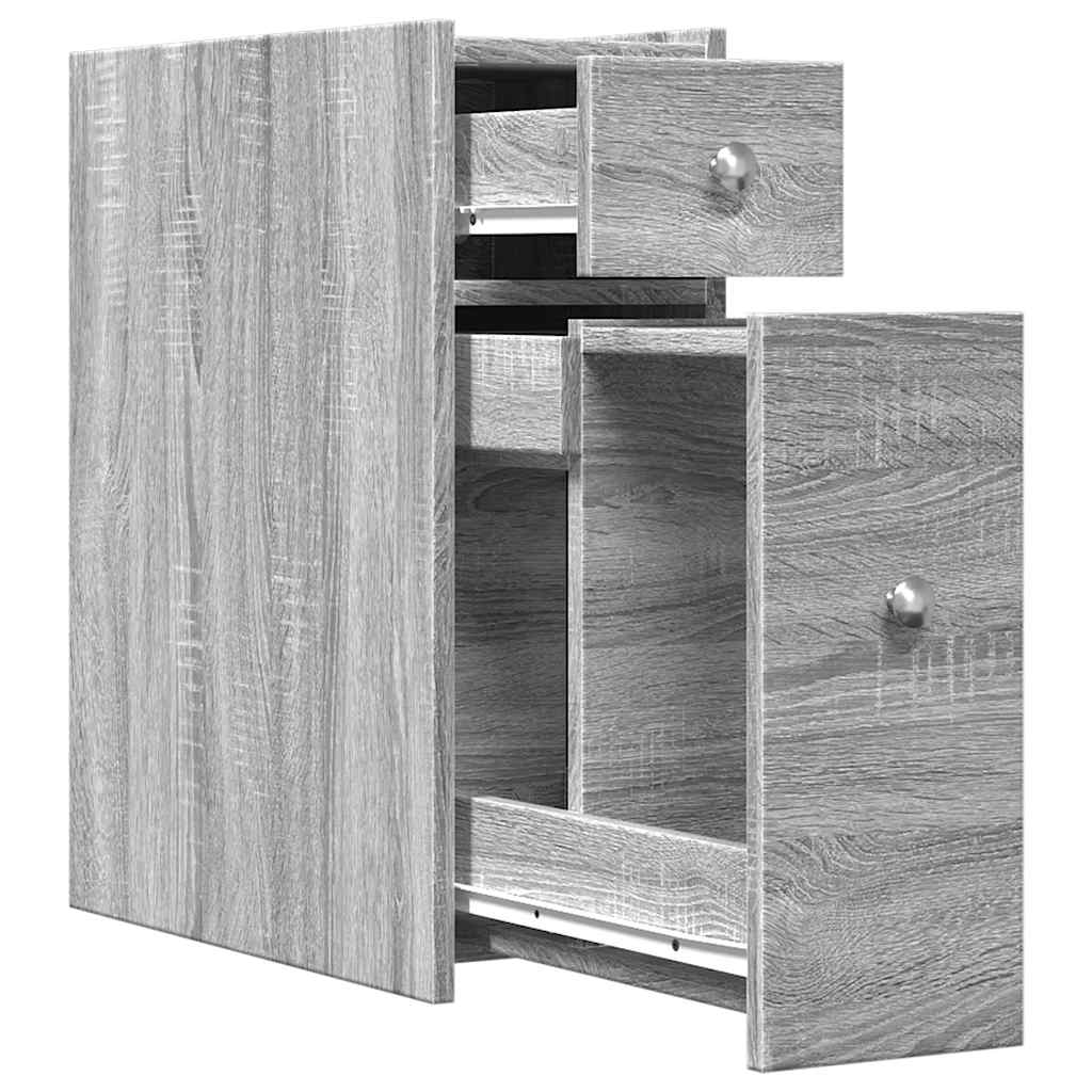 Narrow Bathroom Cabinet with Casters Gray Sonoma Particleboard