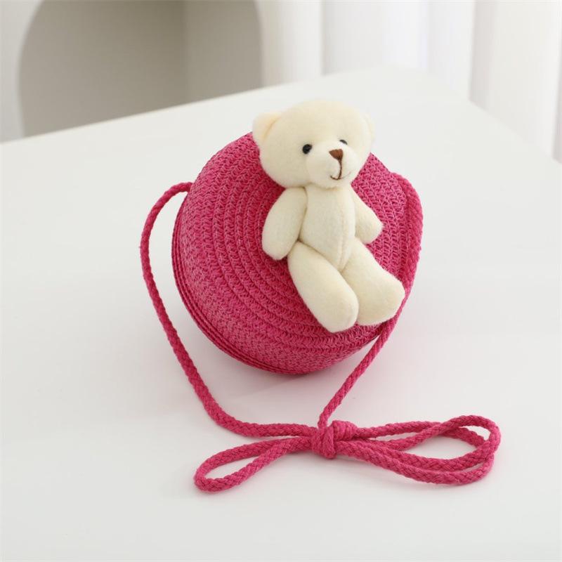 Children's Straw Woven Crossbody Bag - Small Girl's Phone and Coin Purse for Summer Outings and Seaside Trips