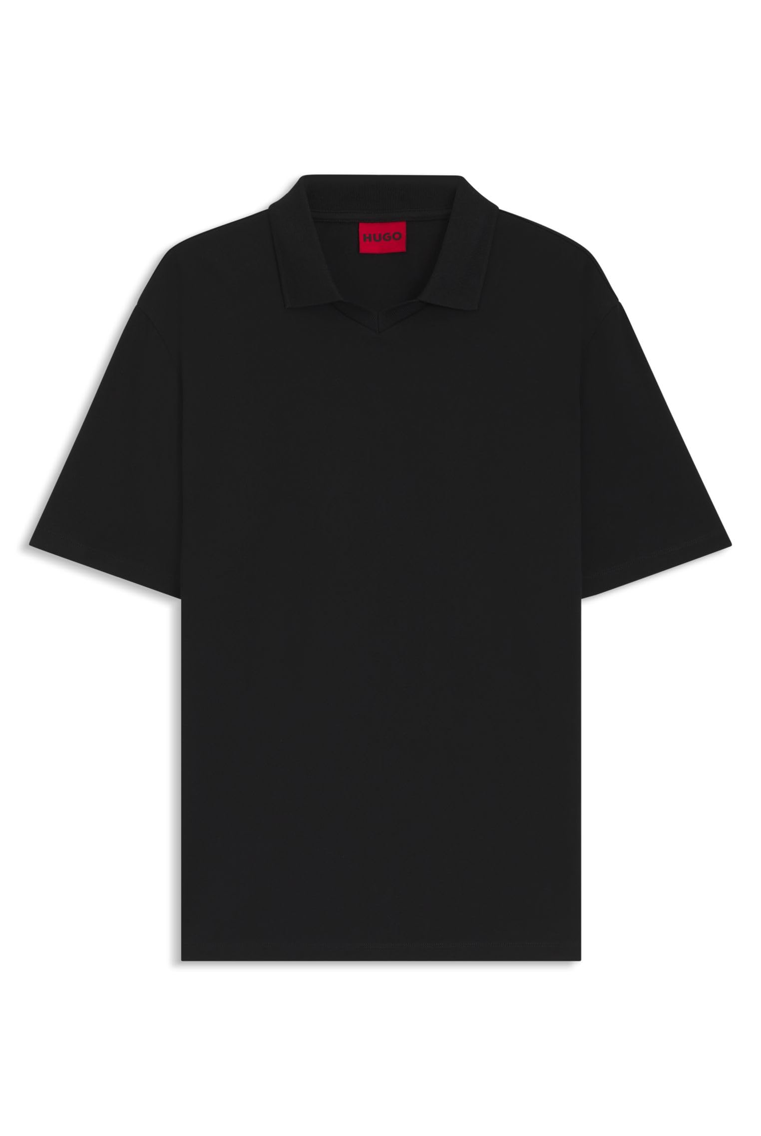 

HUGO Relaxed Fit Polo Mercerized Stretch Cotton Size Black Shirt, Piqué, Men s, M, чёрный
