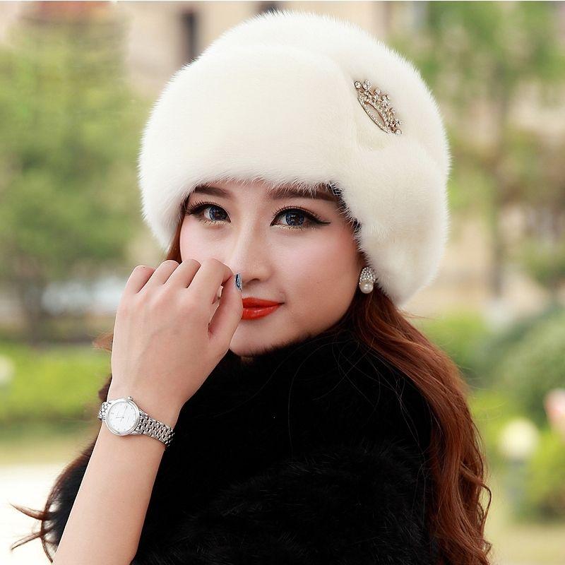 Faux Mink Hat Winter Women's Eco-friendly Mink Hat Winter Middle-aged and Elderly Warm Ear Protection Fur Beret