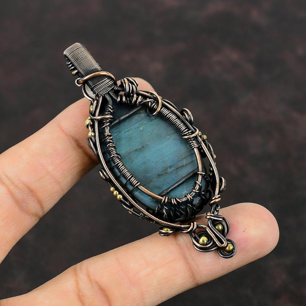 Baum des Lebens Labradorit Anhänger Kupferdraht umwickelt Anhänger Regenbogen Mondstein Anhänger handgemachter Edelstein Schmuck Geschenk für Sie Kupferschmuck