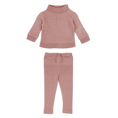 Organic Pique Sweater Pant Set Mauve [L'ovedbaby] Mock-Neck & 18-24m
