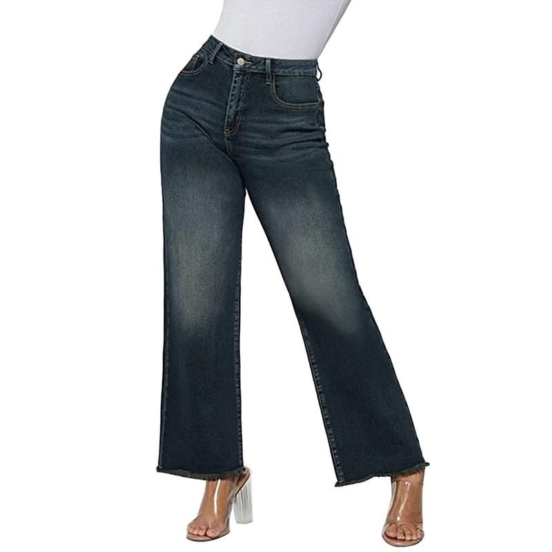 Vintage Wide Leg Jeans Women Relaxed Slim Fit Cropped Denim Pants With Faded Wash