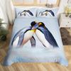 Set Copripiumino con Stampa di Pinguini ad Acquerello Set Biancheria da Letto 3 Pezzi Per Bambini Copripiumino Morbido Coperta Trapunta con 2 Federe