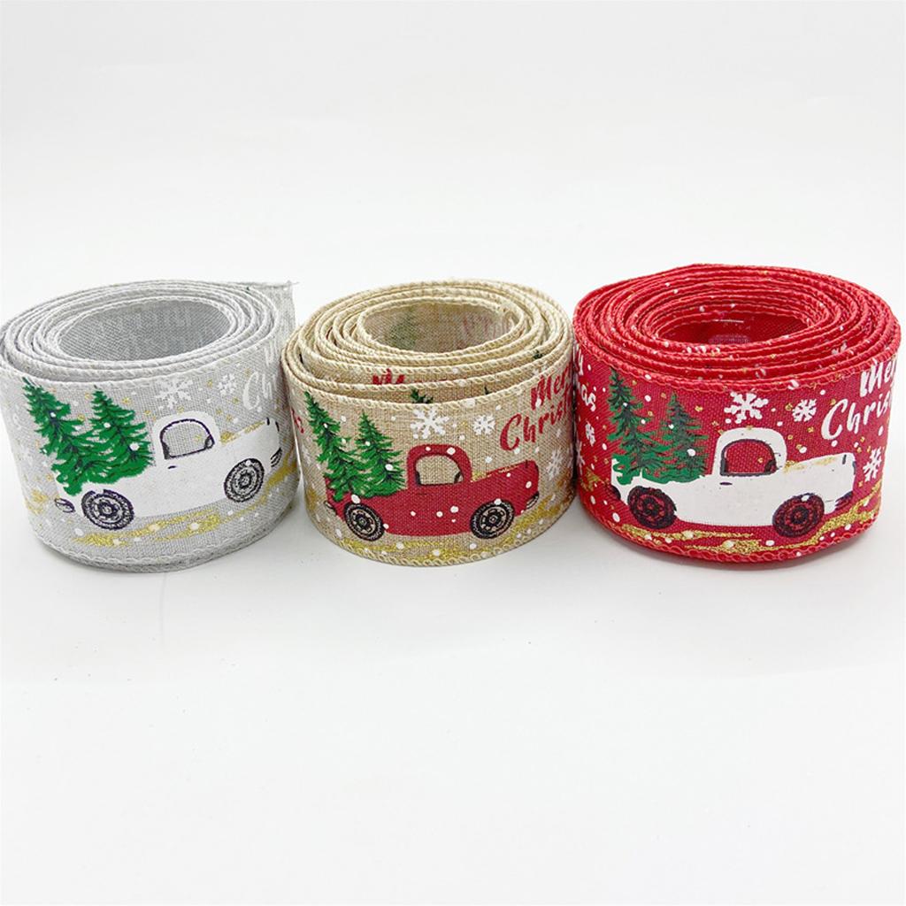 3 Rolls Christmas Wired Edge Ribbon Multi Color Flexible Decorative Christmas Ribbon for Bows DIY