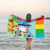1pc 3D-Number-Blocks-Cartoon Beach Towel, Sports Cape, Beach and Seaside Swimming Pool Equipment, Fashion Pattern, Rectangular, Travel Essentials