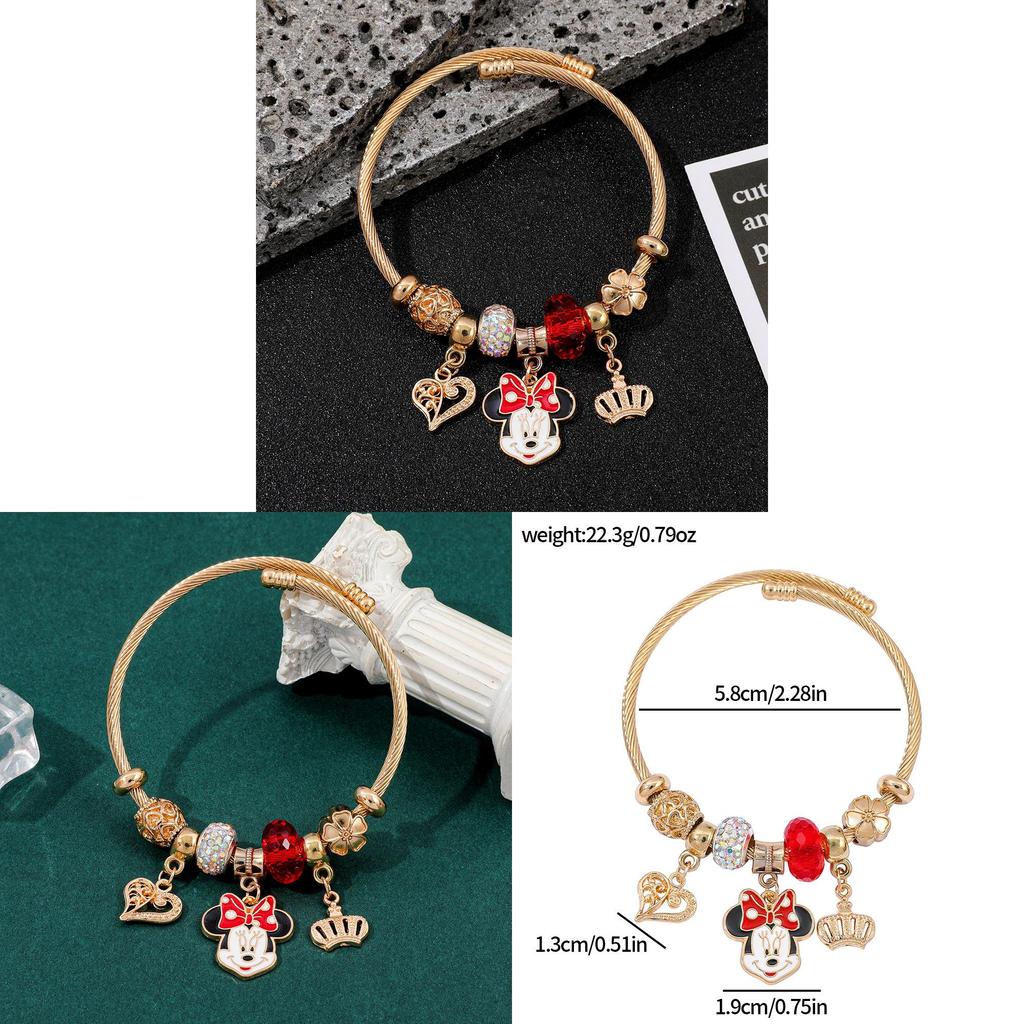 Minnie Mouse Cartoon Adjustable Beaded Bracelet For Gift Travel Souvenir