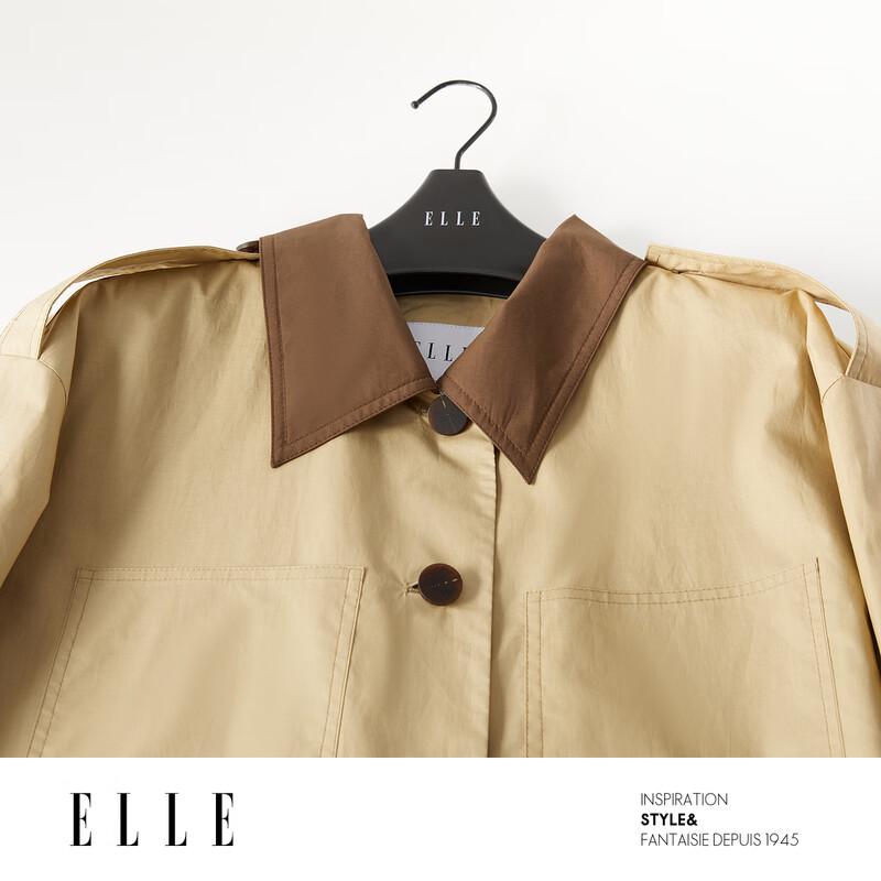 ELLE French Contrast Mid-Length Trench Coat