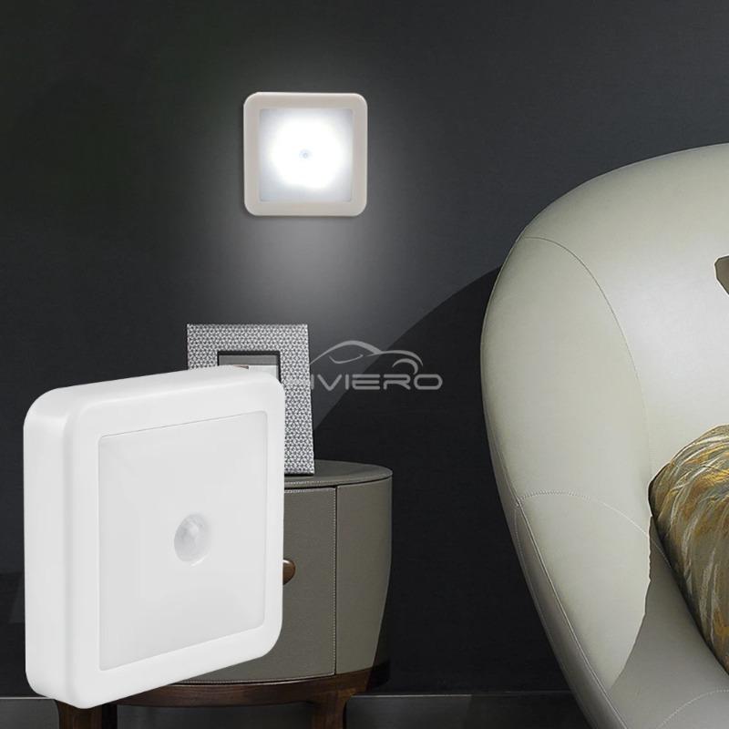 Inteligentne nocne światło LED z czujnikiem ruchu - Zasilane bateryjnie, Ciepłe białe światło, Do montażu na ścianie wewnątrz, do sypialni, korytarza