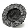Small approval, ancient tweed top hat, black ribbon decoration, classic wide-brimmed hat, unisex