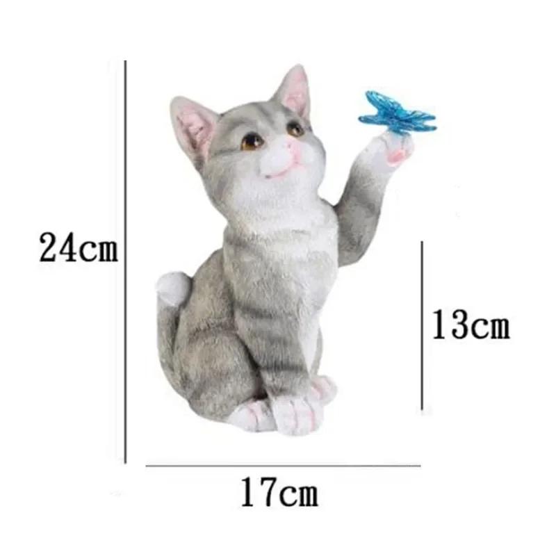 Solar Garden Lawn Animal Sculpture Luminous Resin Yard Cat Art Statue Ornaments Handicraft Home Decor for Room Office Study LS