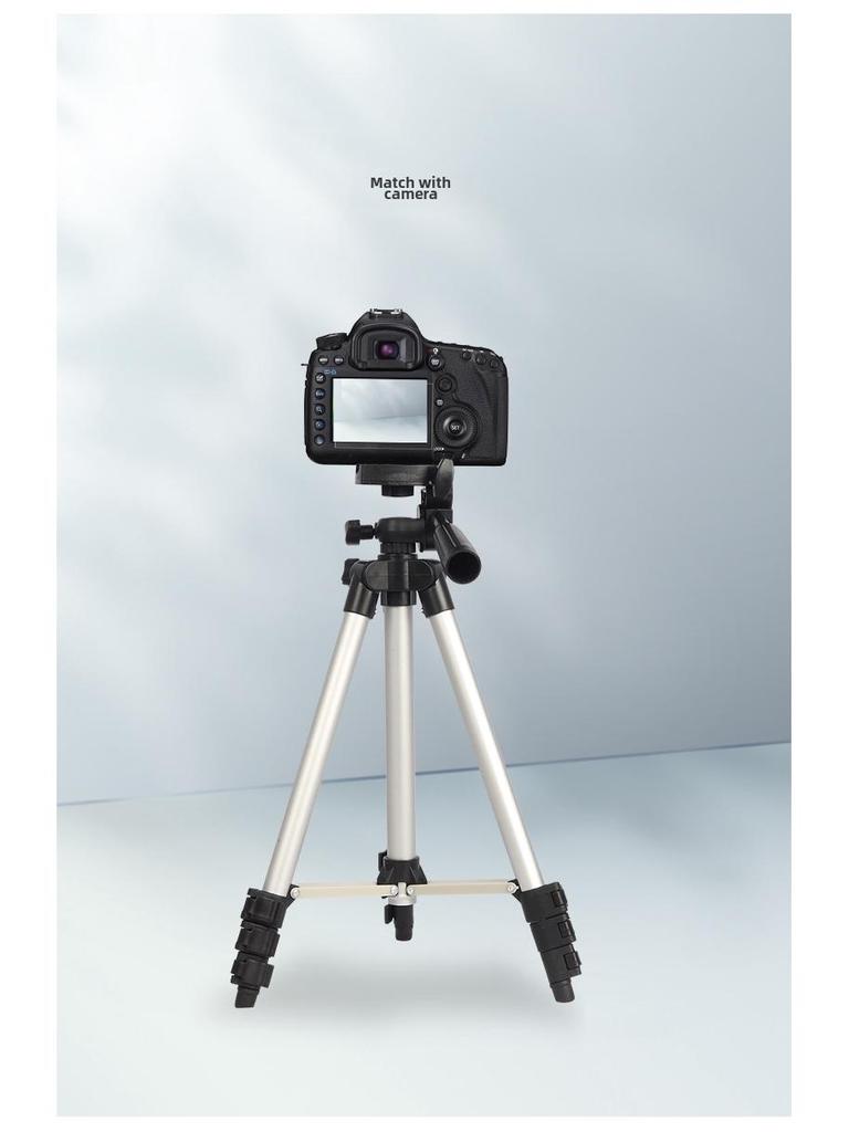 3110 Aluminum Alloy Silver Tripod for Mobile Phone Live Broadcasting, Fishing, and Thermometer Setup
