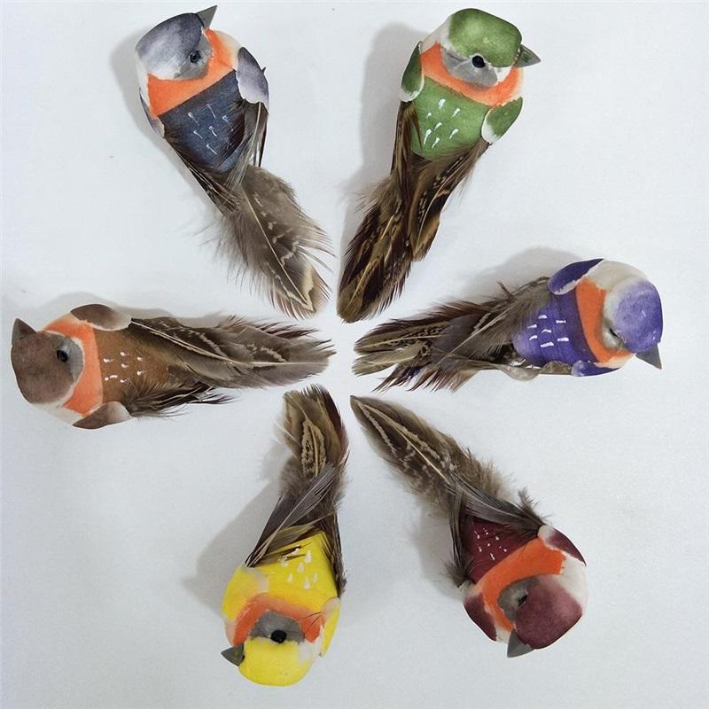 12pcs/Set Simulation Feather Birds Models Fake Artificial Foam Animal Wedding Home Garden Figurine Ornament Miniature Decoration