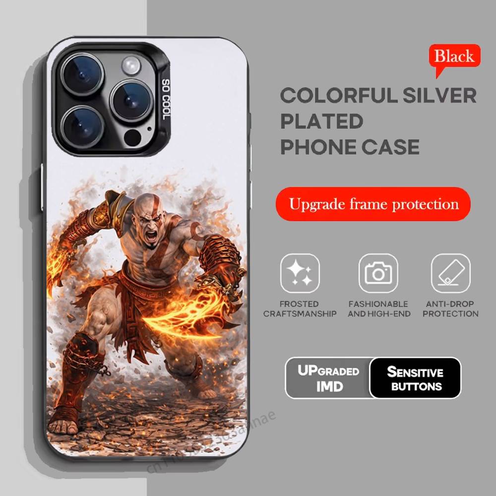 G-God OF War K-Kratos telefono dėklas iPhone 17,16,15,14,13,12,11,Pro,Max,Plus,Mini,X,XS,XR,8,S,SE minkštas juodas dėklas