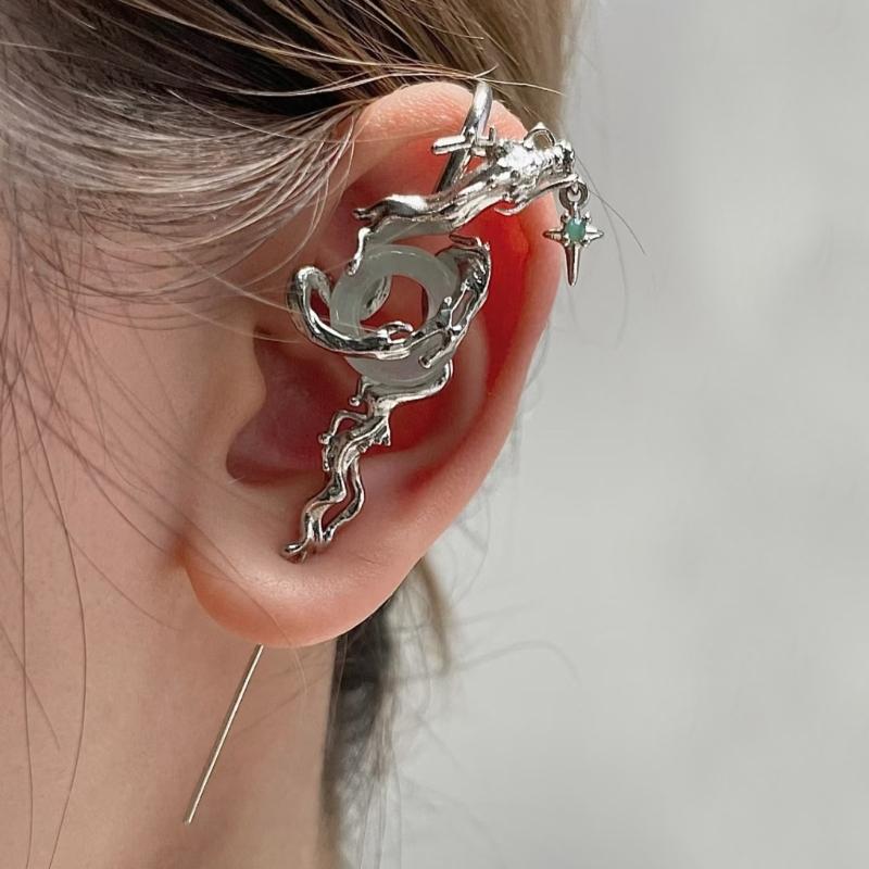 Modern Dragon Motif Ear Jewelry With Intricate Cutout Patterns New Asian Inspired Alloy Ear Accessories For Casual Event