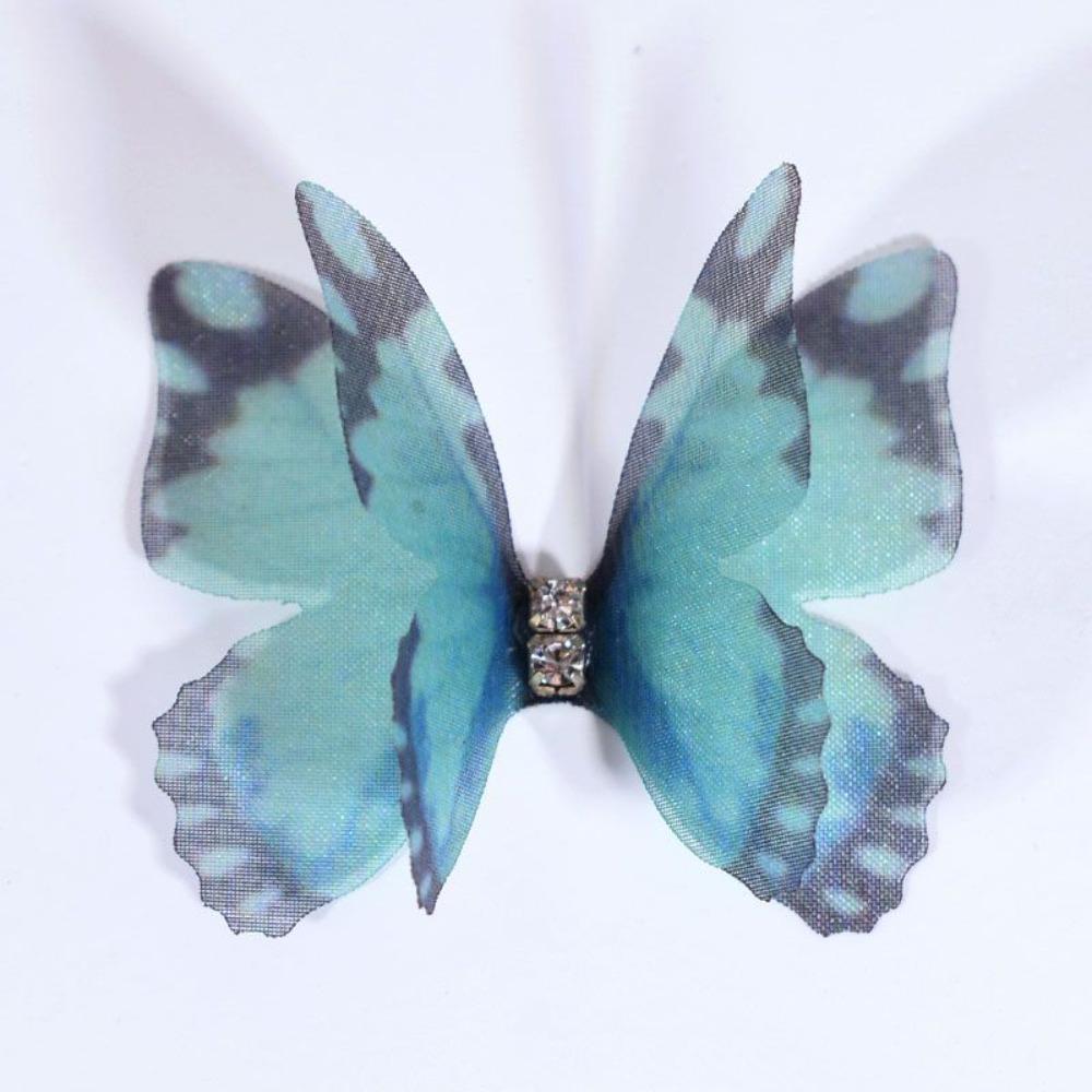 50pcs Gradient Color Fairy Chiffon Butterfly 4CM Sewing Craft Decoration  Garment Design Materials