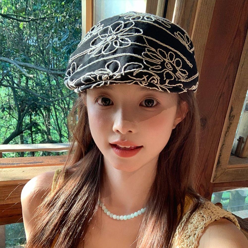 Y2k Vintage Painter Hats Sun-protective Retro Newsboy Caps Fashion Spicy Girls Berets  Ladies