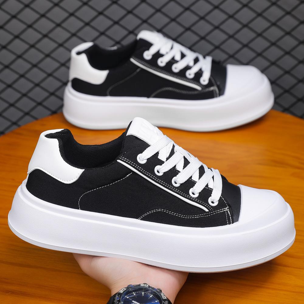 

Fashion platform canvas shoes 2025 summer new versatile board shoes light breathable platform tide casual men s shoes 39 чёрный