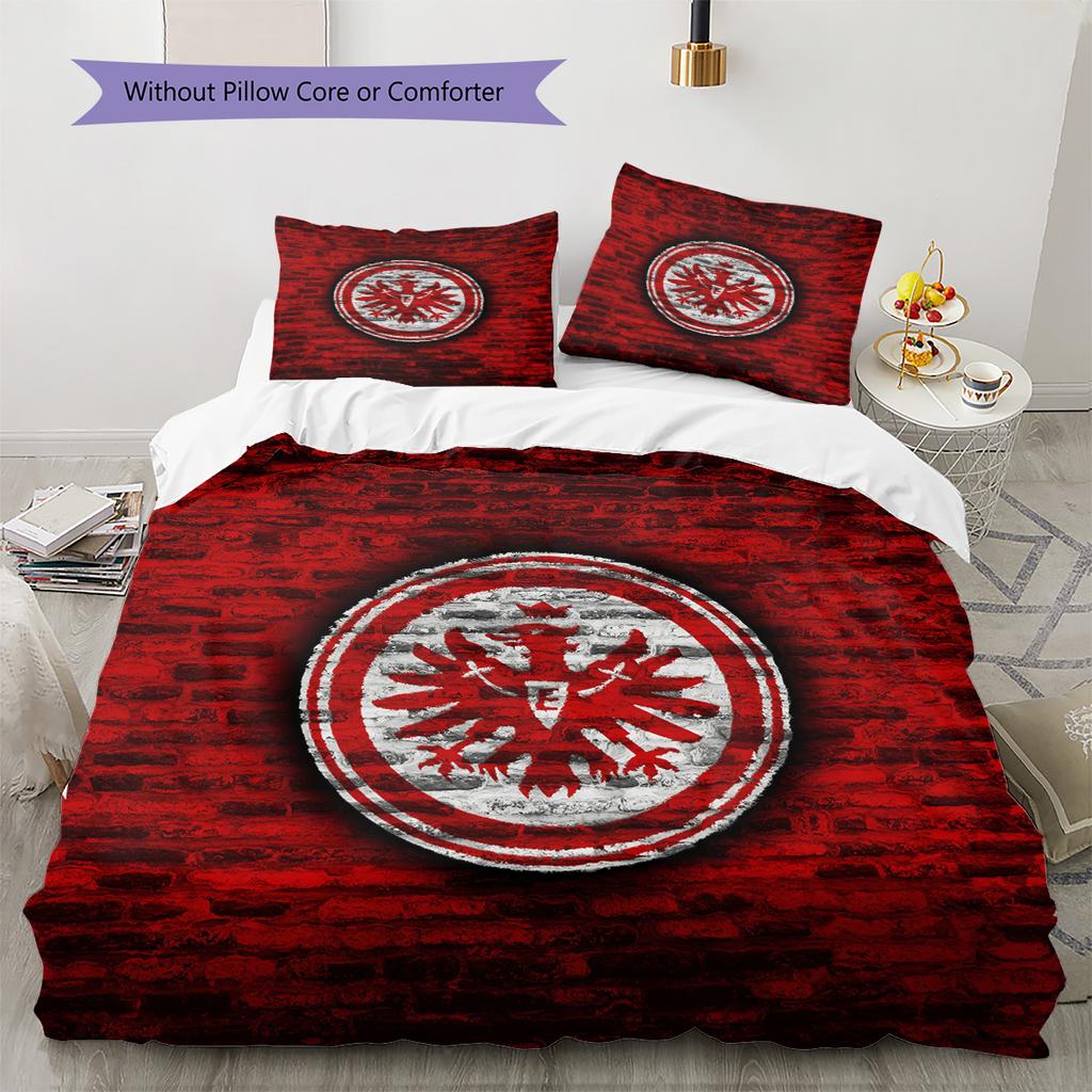 Eintracht Frankfurt Vzorované povlečení Sada přikrývek Dekorace do domácnosti Dárek (1 * povlak na peřinu + 2 * povlak na polštář bez jádra)