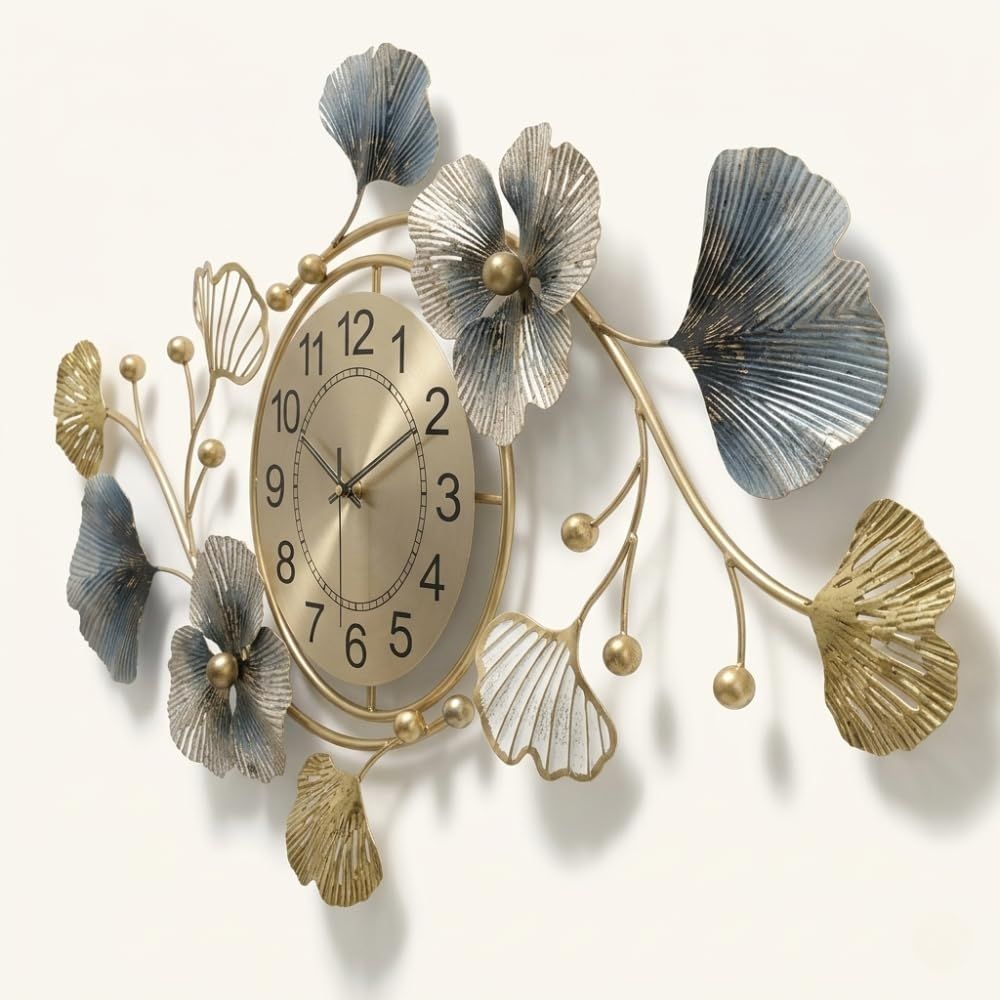 Gold Metal Wall Clock for Hall | Luxury Wall Decor Items for Living Room | Big Size Home Decor