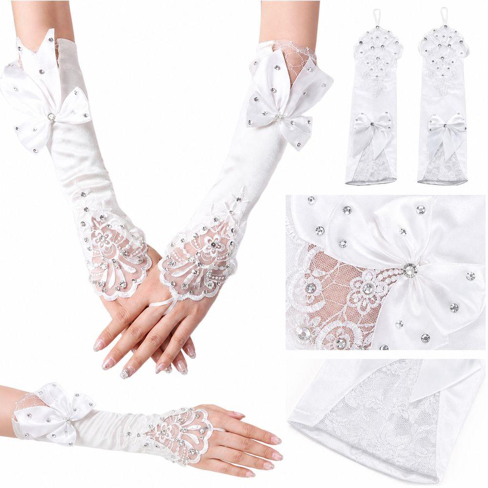 Bead Detailing Wedding Bridal Gloves Lace Embroidery Bridal Arm Sleeves  Wedding Accessories