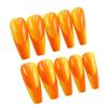 24pcs Long False Nail Orange Jade Style Removable Nail Solid Color for Lady Beauty Nail Makeup