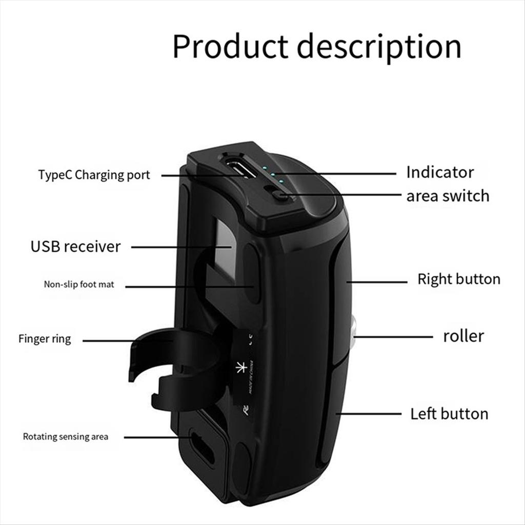 Bluetooth 2.4G Wireless Finger Mouse 1000DPI Ring Mouse Horizontal and Vertical Use Perfect for PC Laptop Computer