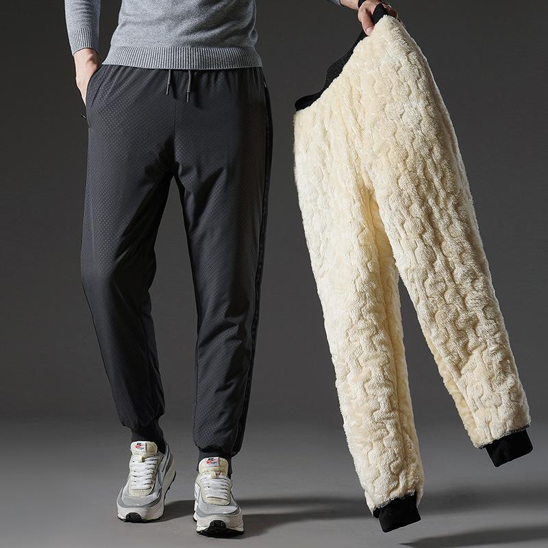 Autumn Winter Men's and Women's Padded Trousers Thickened Down Cotton Trousers Outside The Windproof Casual Sports Lamb Wool Trousers Men Tide