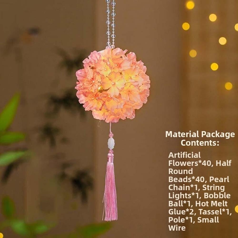 Handmade Flower Ball Lamp Luminous Handheld Light Hydrangea Lantern  Lantern Festival розовый