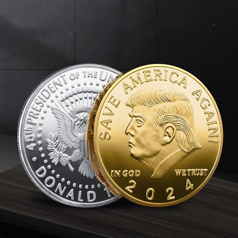 

2 шт. Пам ятна монета Трампа Сувенірні монети Американський орел . золотий