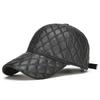 Men's Genuine Sheepskin Leather Diamond Quilted Baseball Cap for Spring and Autumn