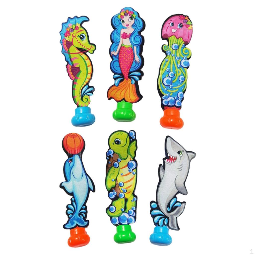 6x Diving Toys Swimming for Pool Summer,Aquatic Exercise,Sensory Cute Dive Toy Set