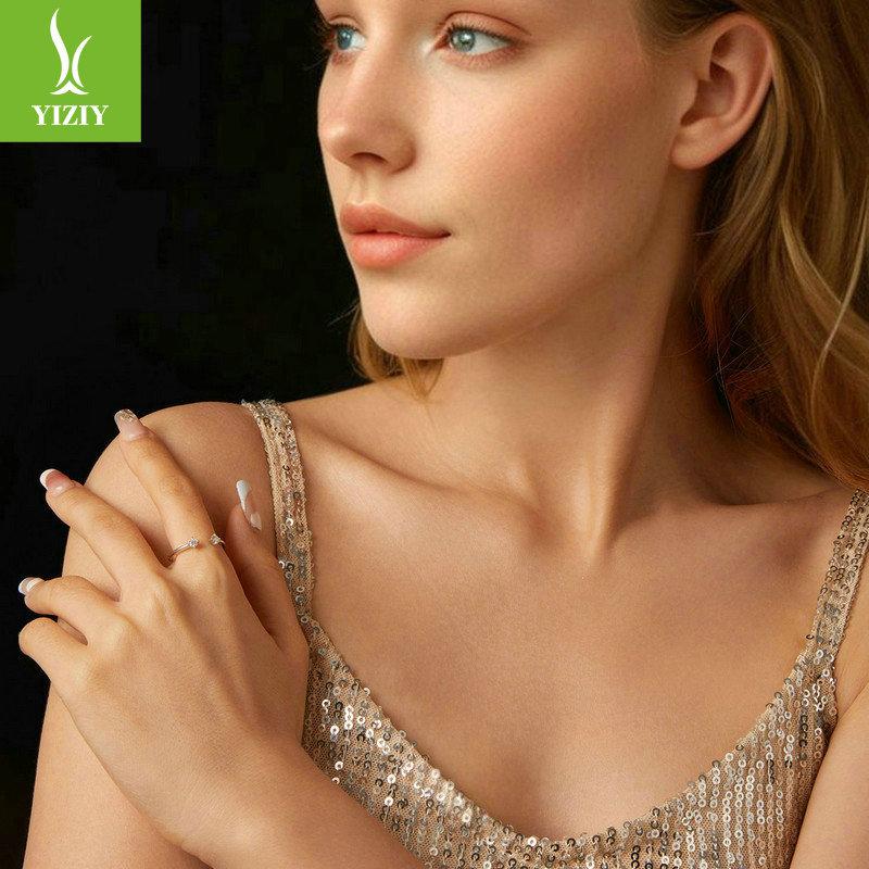 Simple And Exquisite Moissanite Open Ring, Fashionable And Versatile S925 Sterling Silver Ring Can Be Stacked.